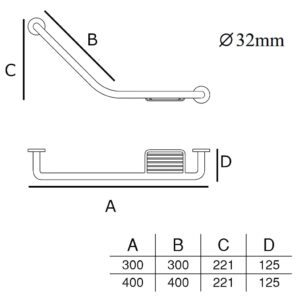 Barra de Apoio Angular BA 8004 com saboneteira